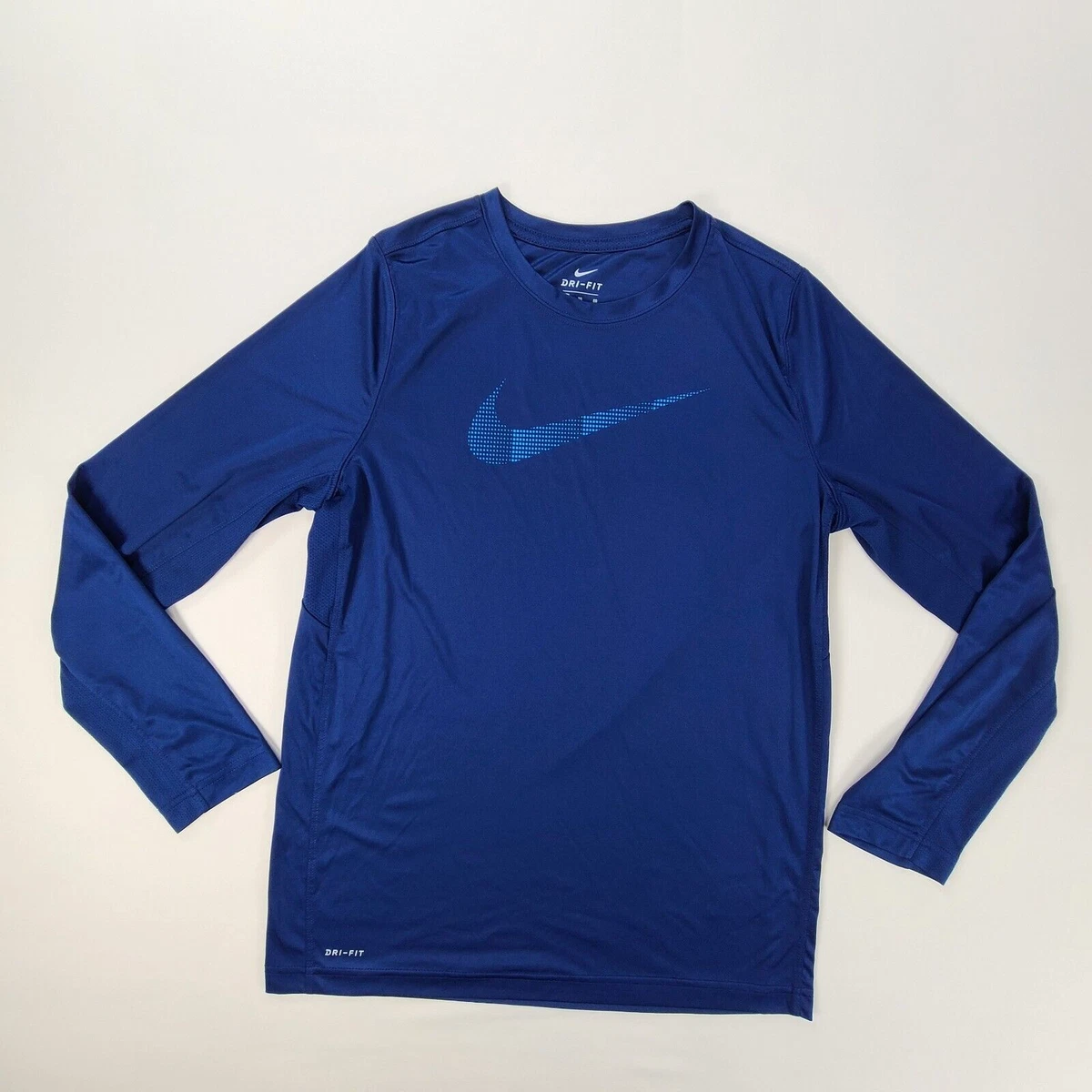 Nike Boys Shirt Extra Large Blue Long Sleeves Dri Fit Training Gym