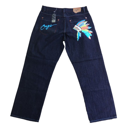 VTG COOGI 90S VIRGIN MARY EMBROIDERED POCKET BLACK DENIM JEANS