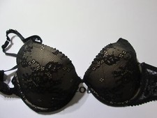 Aerie Bra Size 34C Black Underwired Push-Up Adjustable Straps Lace Floral