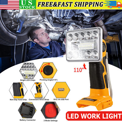 9W 1000LM Outdoor Rechargeable LED Work Light for Dewalt 20V Max Li-ion Battery