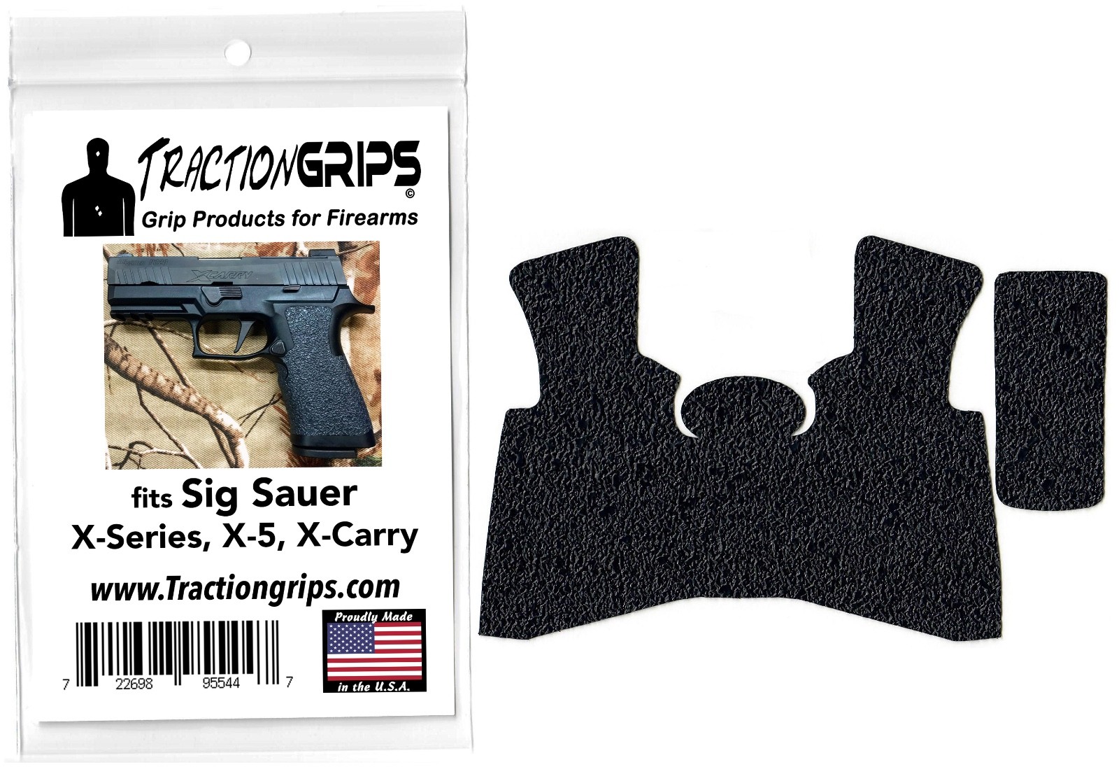 Tractiongrips rubber grip tape overlay for Sig Sauer P320 X5, XCarry