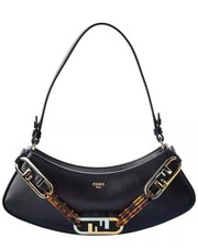 Authentic Fendi O'lock Black Leather Swing Clutch Shoulder Bag New Uk Rrp £2,195