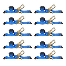 10 Pack 3" x 30' Heavy Duty Ratchet Tie Down Strap w/Flat Hook WLL 5400 LBS BLUE