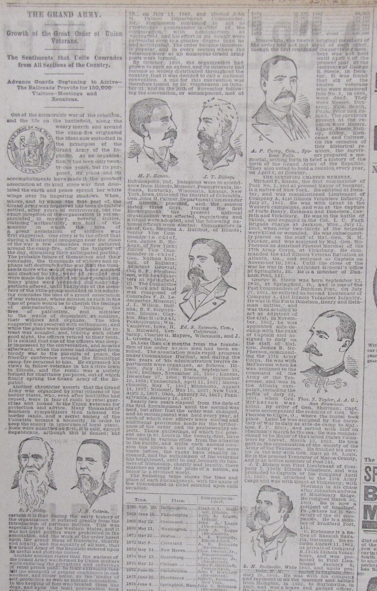 Vintage 1887 GAR GRAND ARMY Civil War Veterans Reunion Newspaper