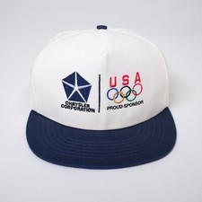 Vintage CHRYSLER CORPORATION USA OLYMPIC SPONSOR Snapback Hat - Made in USA