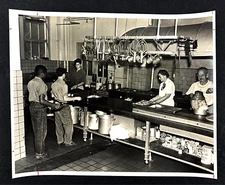 1953 Philadelphia Shallcross Farm Day School Kitchen Black White Students Photo