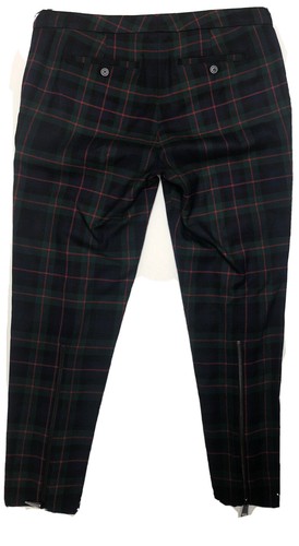 Pantaloni donna Burberry 10 verde navy rosso quadri tartan lana dettaglio zip NUOVI - Foto 3 di 12