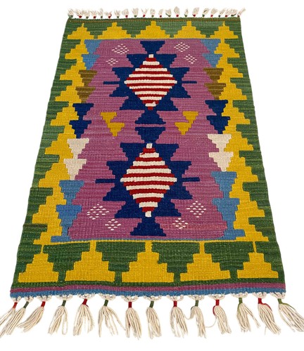 2x3 ft Rug OUSHAK RUG Hand Woven Vintage Turkish Kilim Rug Flat Weave Area Rug - Picture 7 of 10