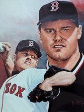 Boston Red Sox Roger Clemens Portrait by Leon Wolf 11x13 UNSIGNED Gloss Photo