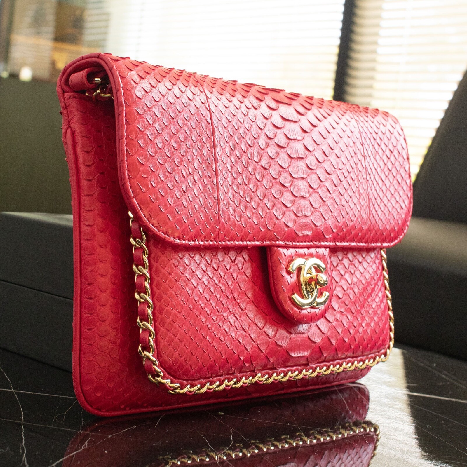 Chanel Python Unchained Pink CC Handbag - image 4