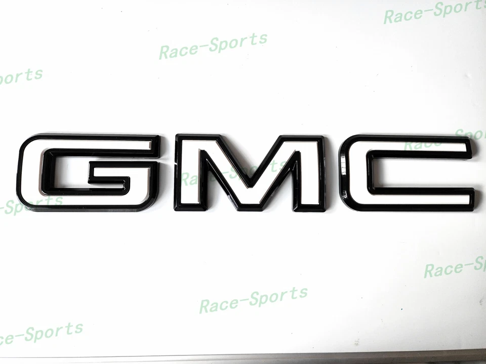 Portón trasero Gloss Black White GMC Emblem GMC Sierra 1500 2500HD 3500HD CANYON Foto 2 de 4