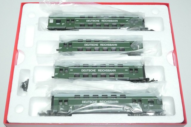 Rivarossi Doppelstockwagen Set - 4-teilig DR Grün-grau Modelleisenbahn