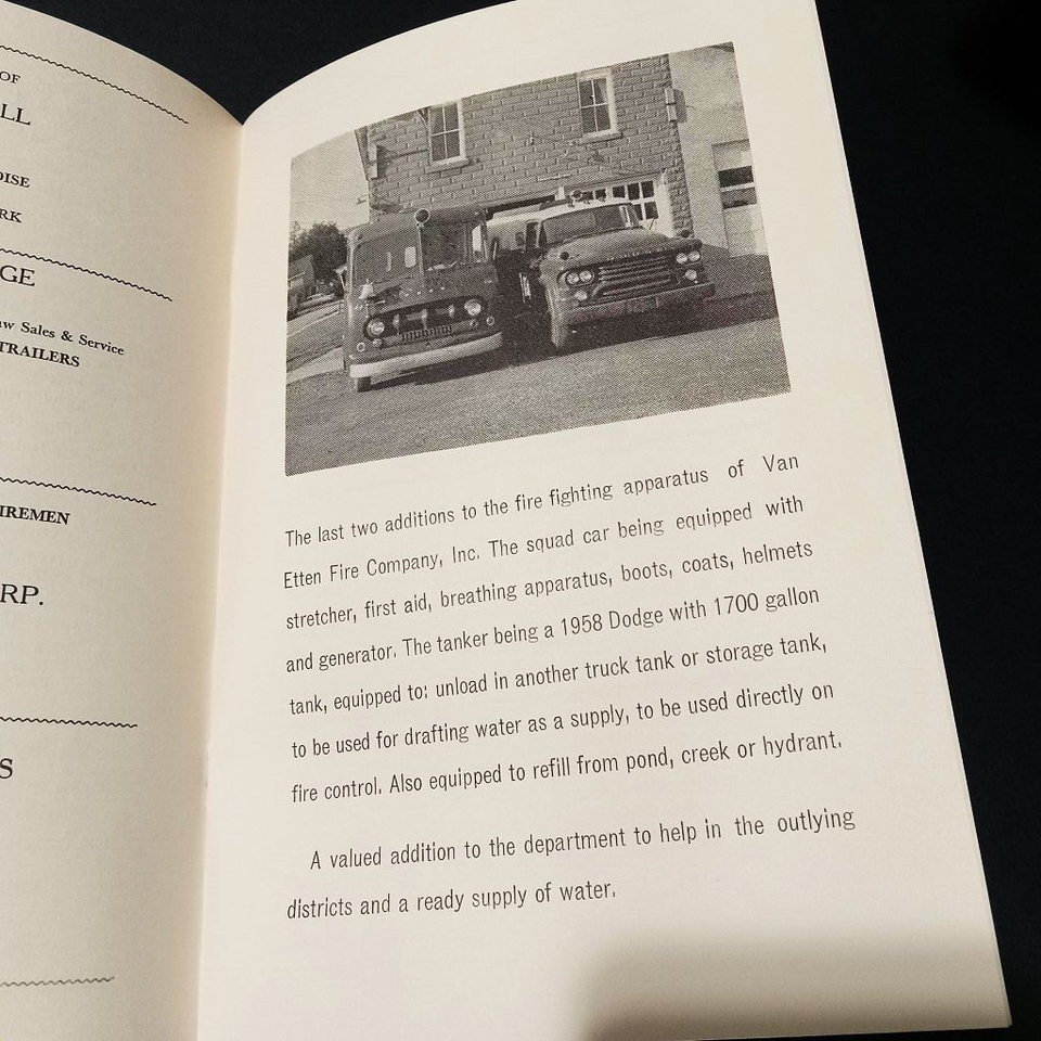 Van Etten New York Fire Department 1966 Field Days 24 pg Booklet Local