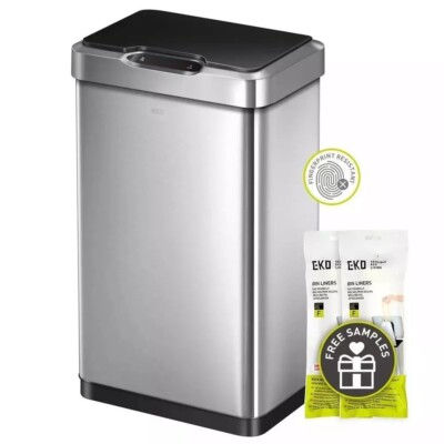 EKO Mirage-T 50 Liter / 13.2 Gallon Touchless Rectangular Motion Sensor Trash...