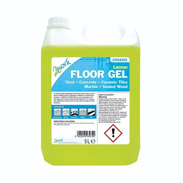 2WORK 4 x 5L Lemon Gel Floor Cleaner Thick Gel Top Quality Strong Smell Multipurpose