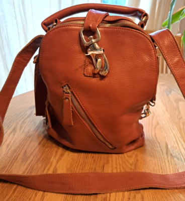 AmeriLeather Chestnut Brown Genuine Leather Backpack Shoulder Strap Pockets  | eBay