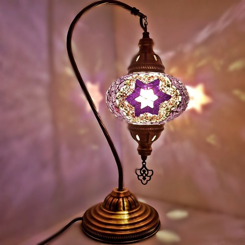 Moroccan Turkish Mosaic Lamp Colourful Glass Handmade Table Desk Light FREE BULB - Picture 391 of 436