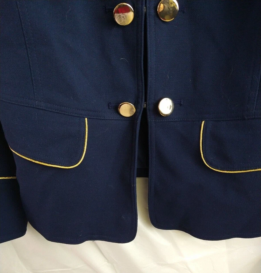 Chaqueta Blazer Chicos Militar Azul Dorado Botones Cierre Cuello Mujer Mediana 1 Foto 3 de 4