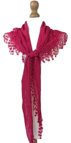 WOMEN LACE SCARVES EMBROIDERED QUALITY NECKERCHIEF PASHMINA SCARF EVENING WRAPS - Picture 8 of 28