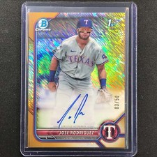 2022 Bowman Chrome Jose Rodriguez 1st Bowman Prospect Auto Gold Shimmer 3/50