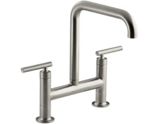 NEW Kohler K-7547-4-VS 45 Purist 1.5 GPM Bridge Kitchen Faucet