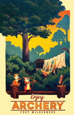 Fort Wilderness Enjoy Archery Chip N Dale Walt Disney World Poster MATTE 13x19