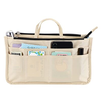 BTSKY Printing Handbag Organizers Inside Purse Insert - High Capacity 13 Beige