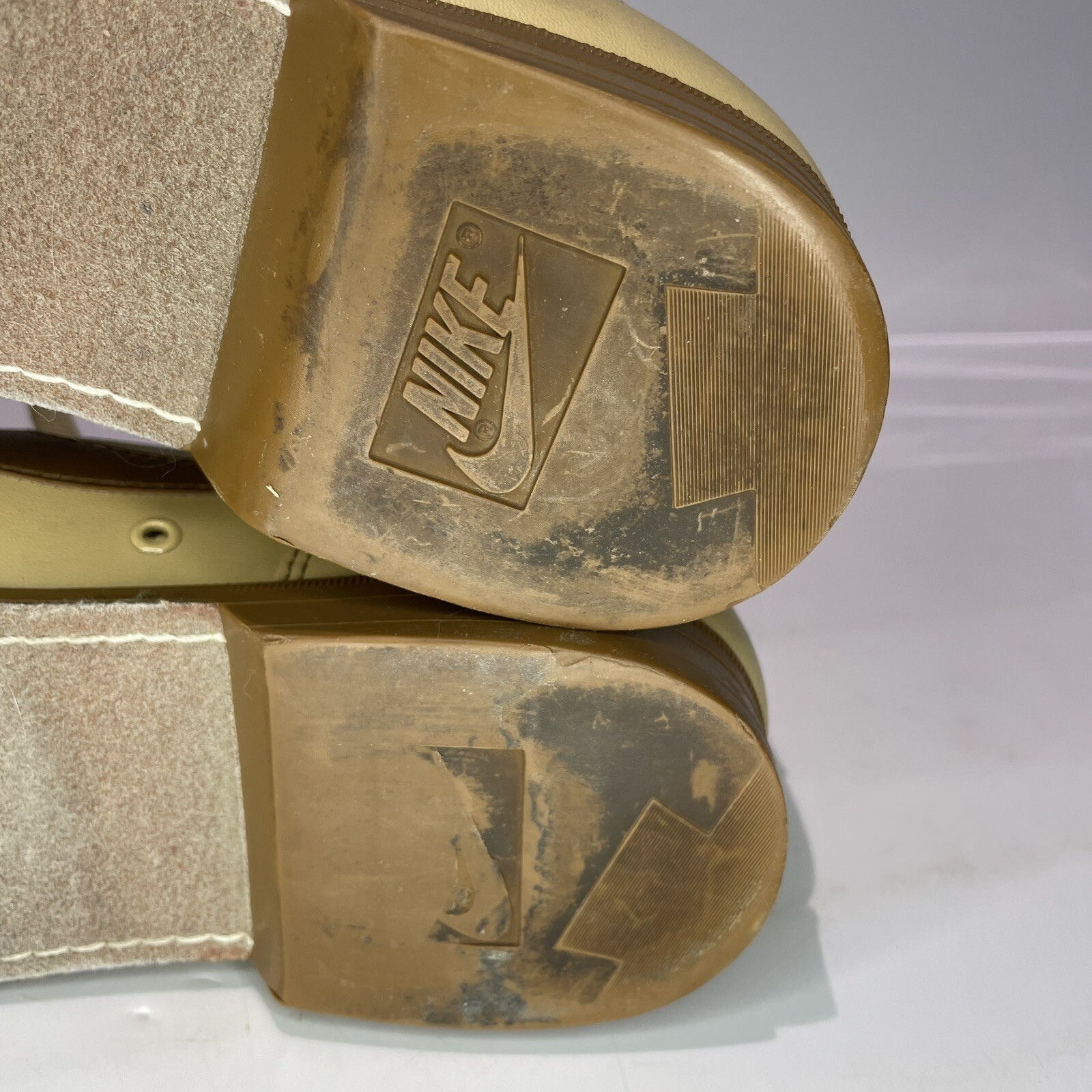 VTG 80s Nike Bowling Shoes Mens Size 10 Split Toe Tan Brown Swoosh See