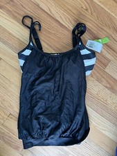 NEXT double up tankini swim top 32 B/C black white Stripe