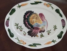 Vintage Made In Brazil Turkey Serving Platter Meat Tray Dish Large 18"x14" Plate