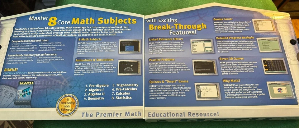 Encore: Advantage Math 2001 COMPLETE CD ROM TUTOR SOFTWARE SET NEW SEALED - Image 2 of 3