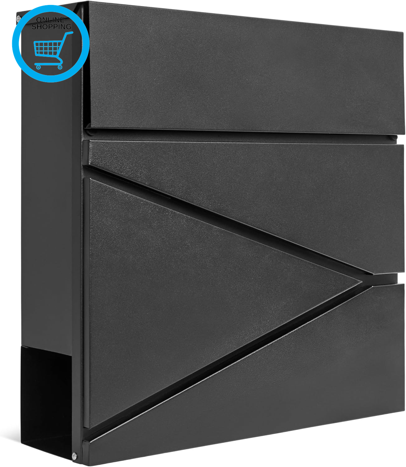 Wall Mounted Post Box with Newspaper Holder, Lockable with 2 Keys, Modern Design