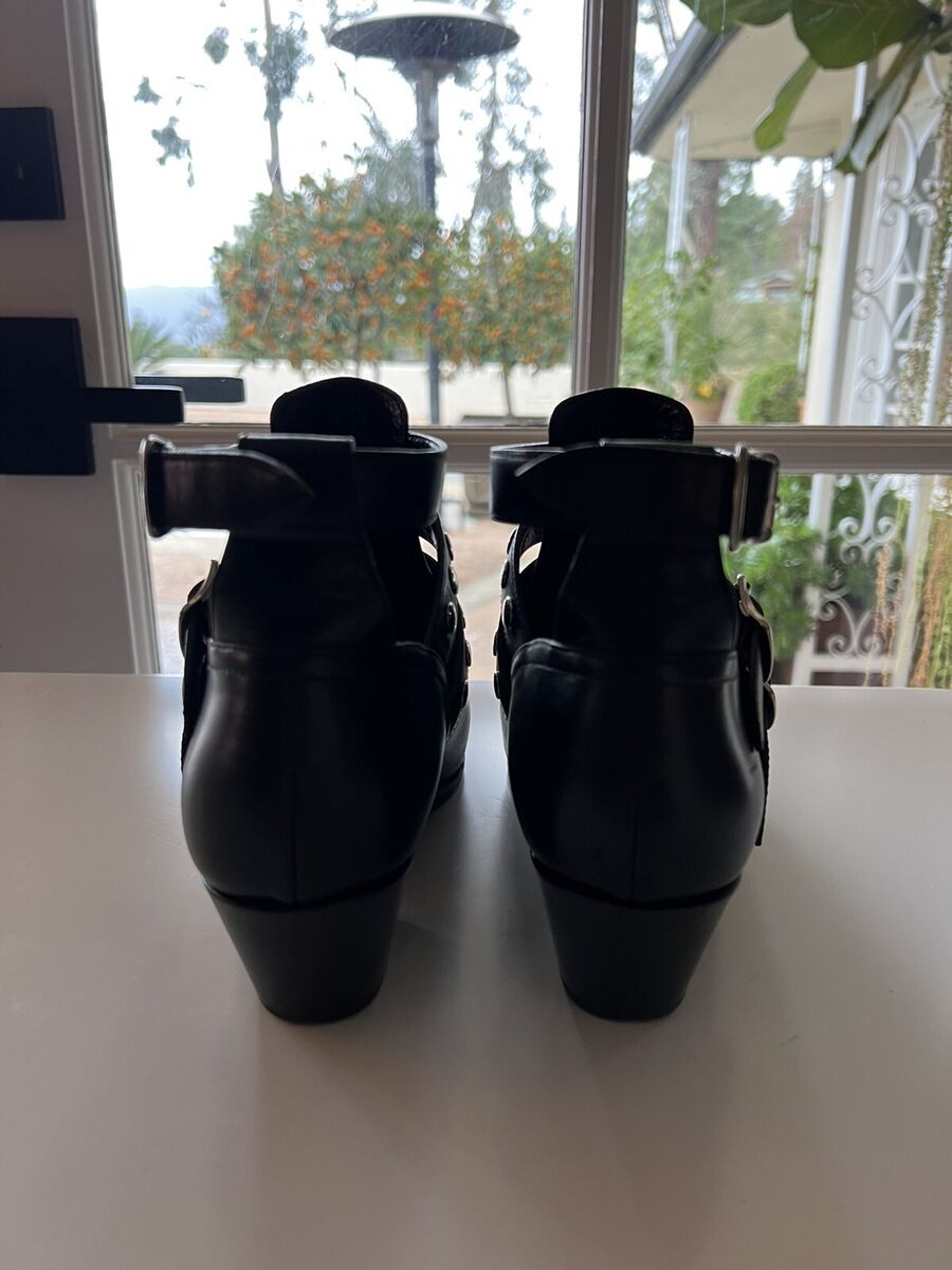 Ysl Saint Laurent Black Leather Rock 3 Buckles Ankle Boots Ysl Saint Laurent Black Leather Rock 3 Buckles Ankle Boots