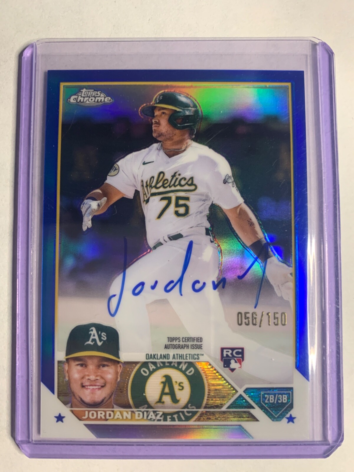 2023 Topps Chrome Jordan Diaz Blue Refractor Rookie Auto Autograph RC #D /150