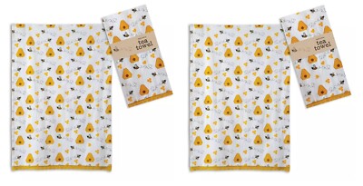 Set of 2 Honey Bees, Hives Cotton Kitchen Tea Towel by CTW Home Collection
