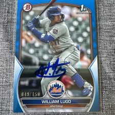 William Lugo Autographed 2023 Bowman Prospects Blue Parallel BP-141 Mets /150