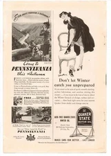 1939 Quaker State Motor Oil Vintage Sign Ad Magazine Print Advertisement Page