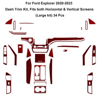 34Pcs Red Carbon Fiber Full Interior Kit Cover Trim For Ford Explorer 2020-2023