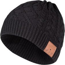 Beanie Hat Bluetooth V5.2 Wireless Knit Winter Cap Stereo Speaker Black
