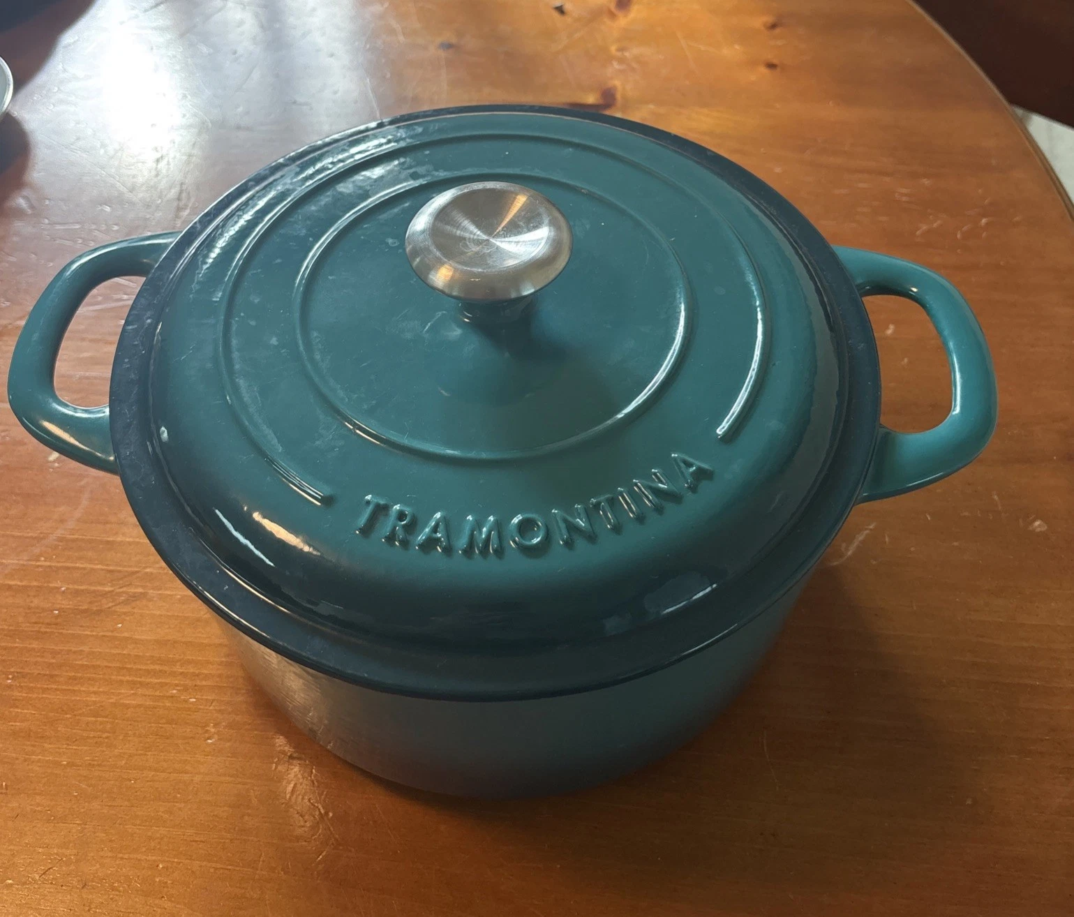 Tramontina Enamel Cast Iron Round Dutch Oven Teal/Dark Blue 5.5 Quart