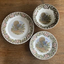 Churchill Queens Thanksgiving 9.25” Bowl, 12” Platter, 10” Dinner Plate England