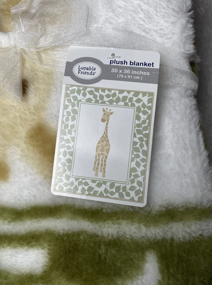 Luvable Friends Bebé Manta Jirafa Hojas Hoja Satén Borde Peluche Lovey Foto 2 de 3