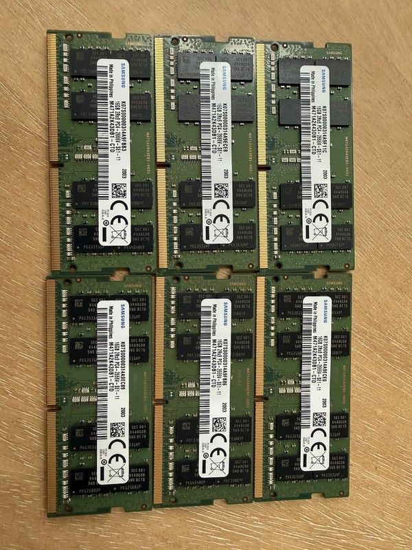 96GB Total! Samsung 16GB RAM 2Rx8 PC4-2666V SODIMM (QTY 6)