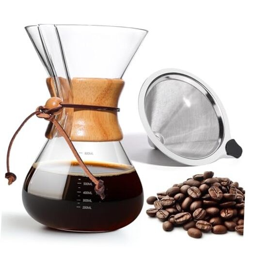 Pour Over Coffee Maker 8 Cup Borosilicate Glass Drip Coffee 