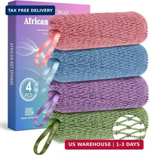 4 Pack African Net Sponge Authentic, Exfoliating Washcloth, Body  Back Scrubber