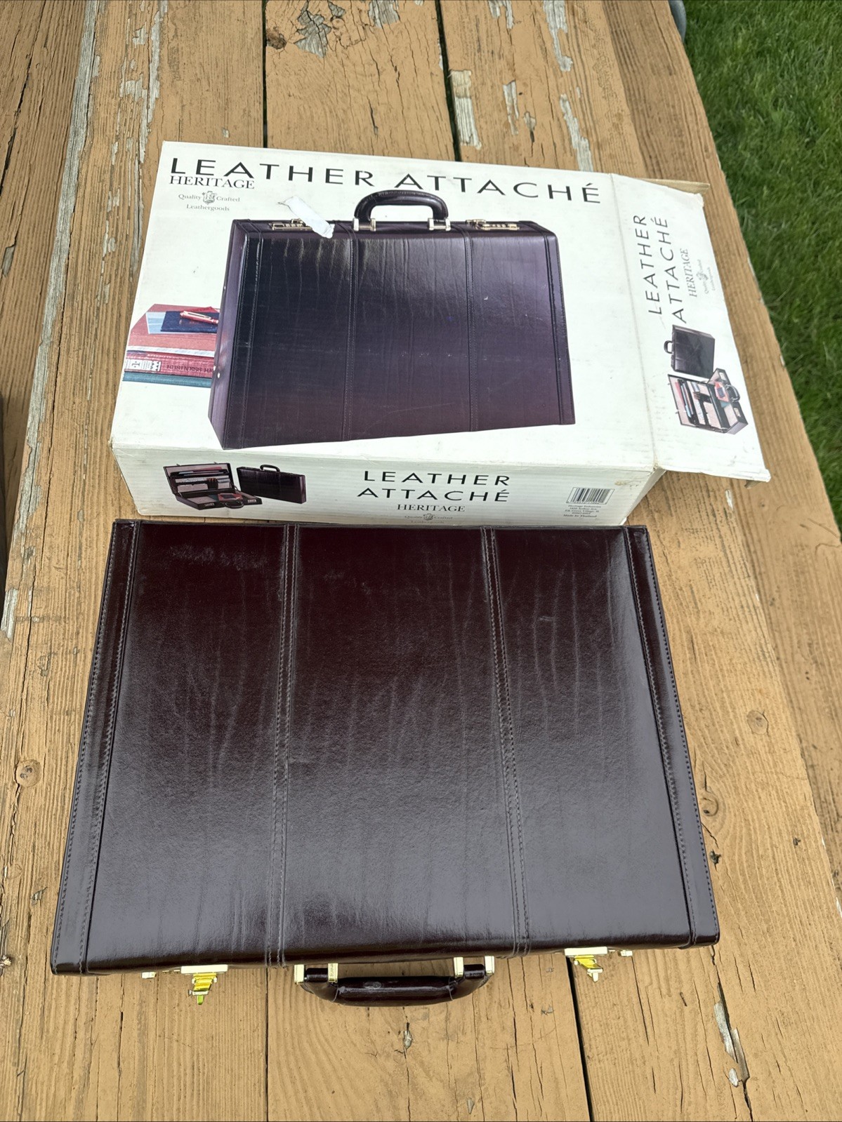 Heritage Burgundy Expandable Leather Attache Locking Combination Briefcase