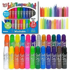 Kwik Stick Solid Tempera Paint Washable Mess Free with 24 Assorted Colors