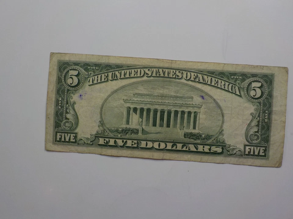 Silver Certificate 1953 5 Dollar Bill Paper Money United States Note Currency - Image 2 of 2