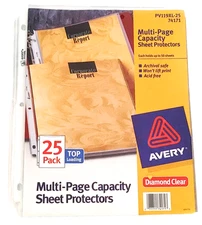 NEW Avery Sheet Protectors 25 Top Load Multi-Page Capacity Diamond Clear Sealed