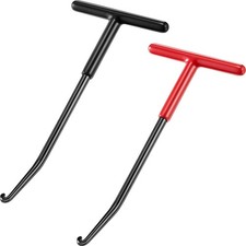 2 Pieces Exhaust Spring Puller Tool Exhaust Spring Hooks, T Handle Red, Black